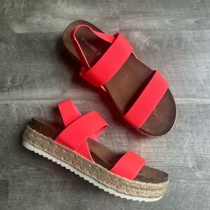 Madden Girl Cybell neon espadrille elastic sandals 8